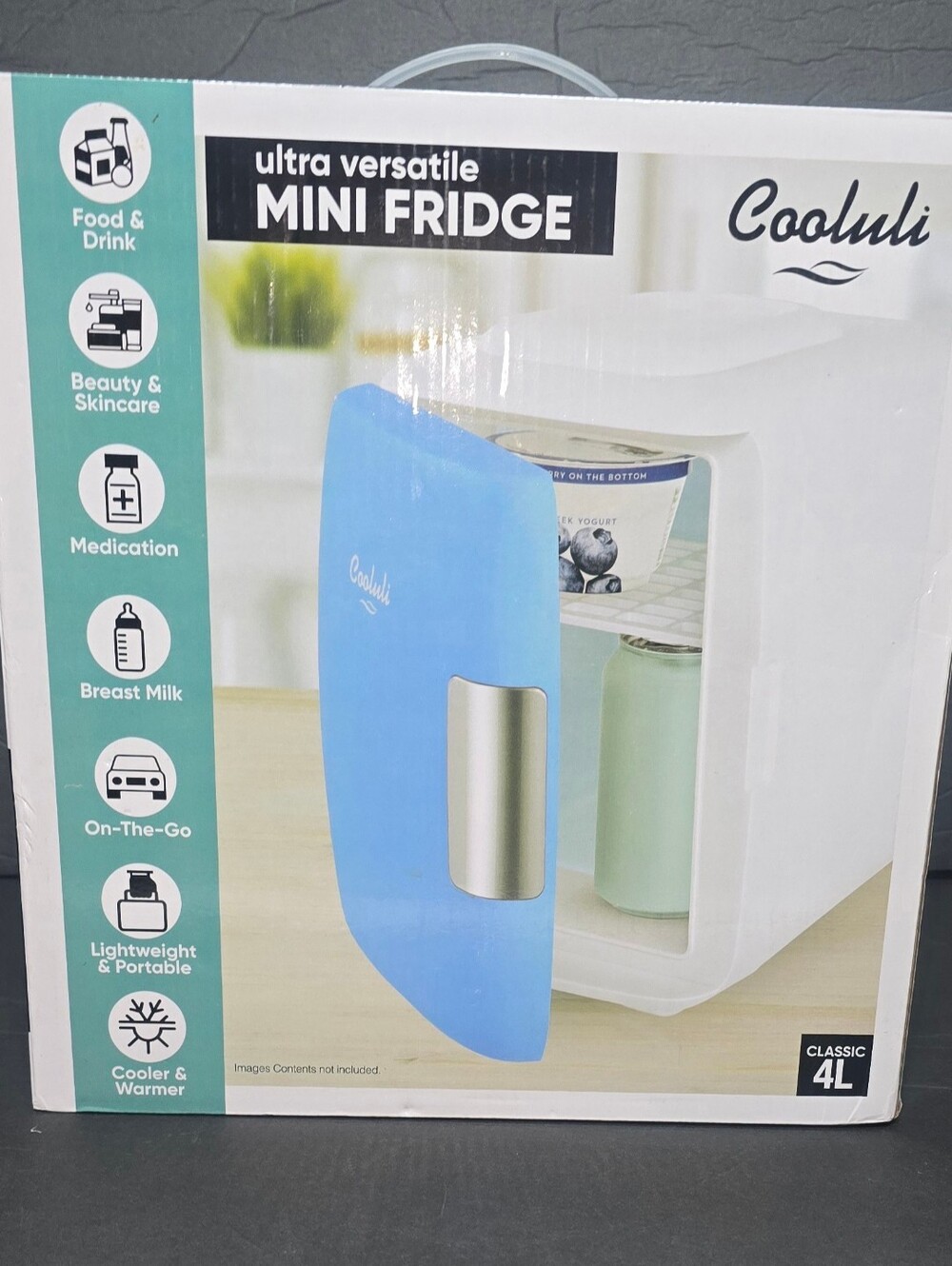 Cooluli 4L Mini Fridge Cooler Warmer Light Blue